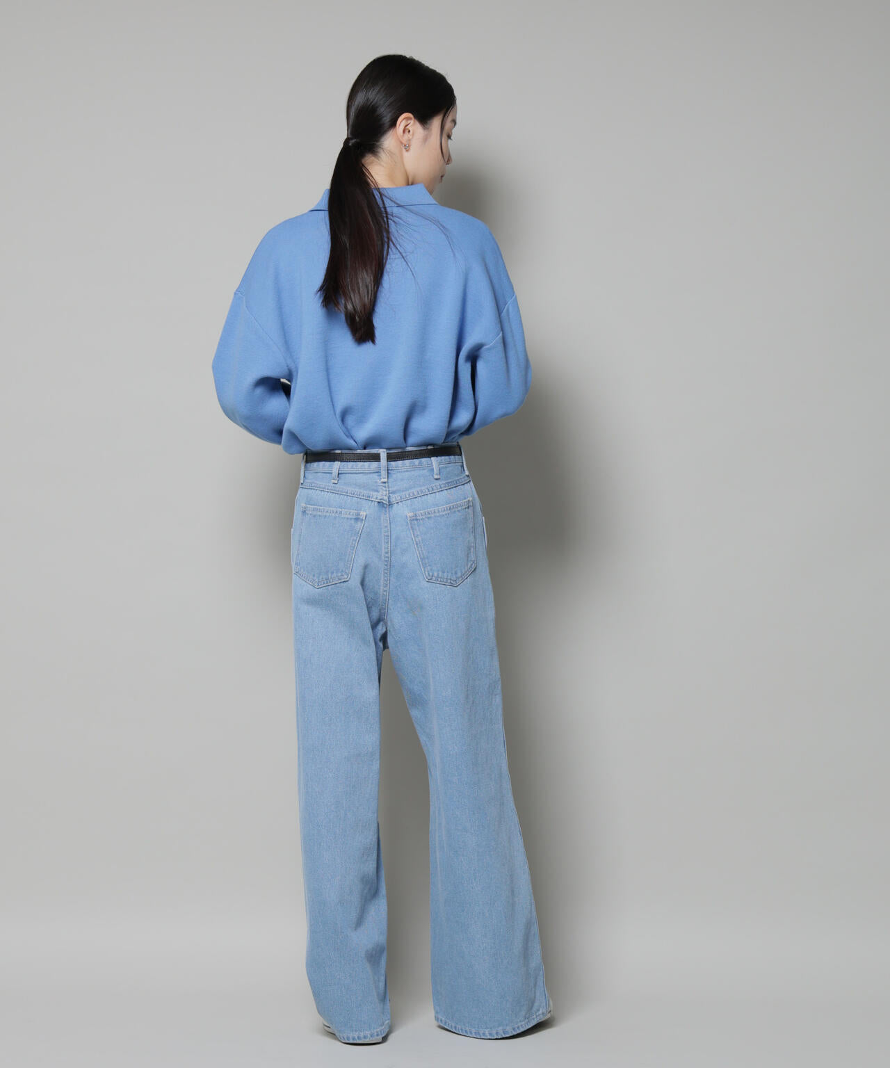 スウェットライク衿付きボタンニット 6735222346