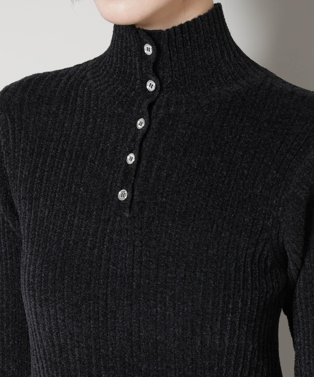 前後2wayボタンネックベロアモールニット 6735222347