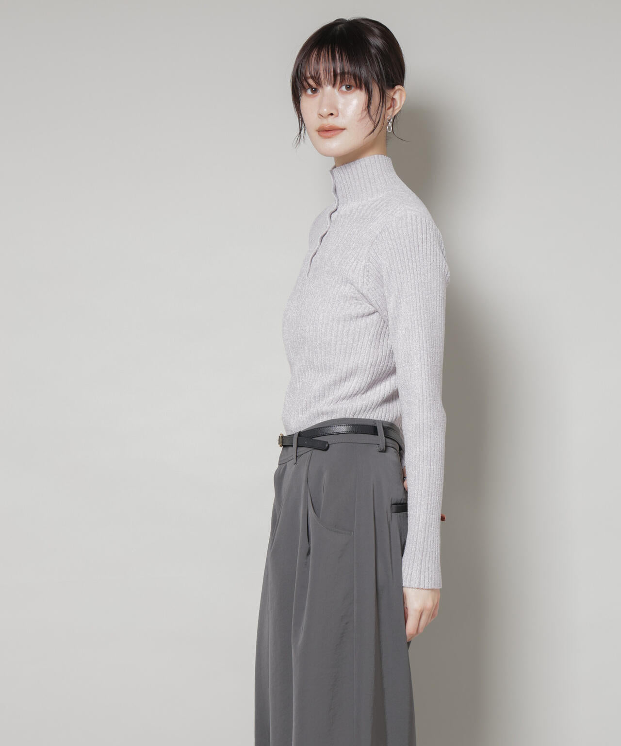 前後2wayボタンネックベロアモールニット 6735222347