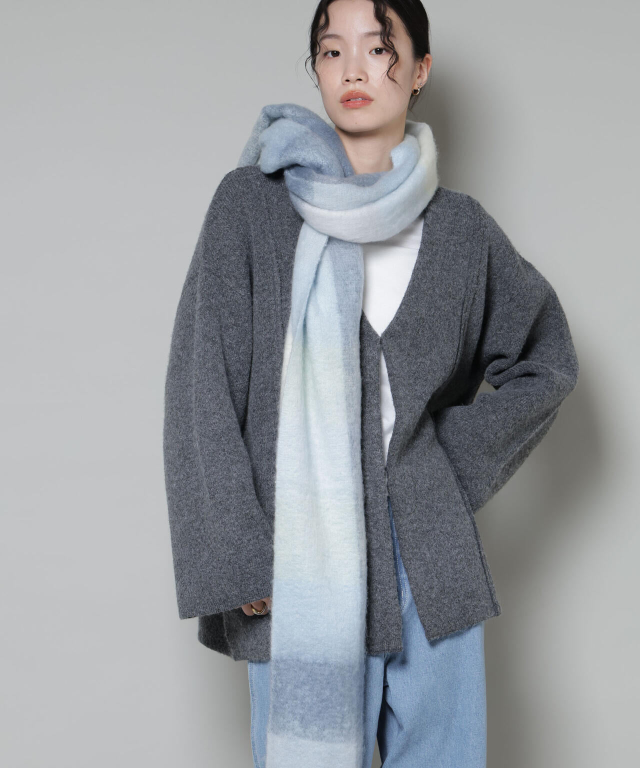 総針ニットジャケットカーディガン