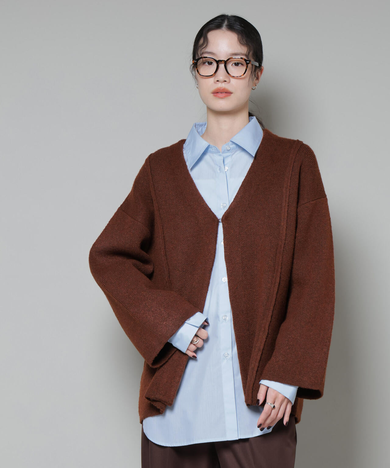 総針ニットジャケットカーディガン 6735222349