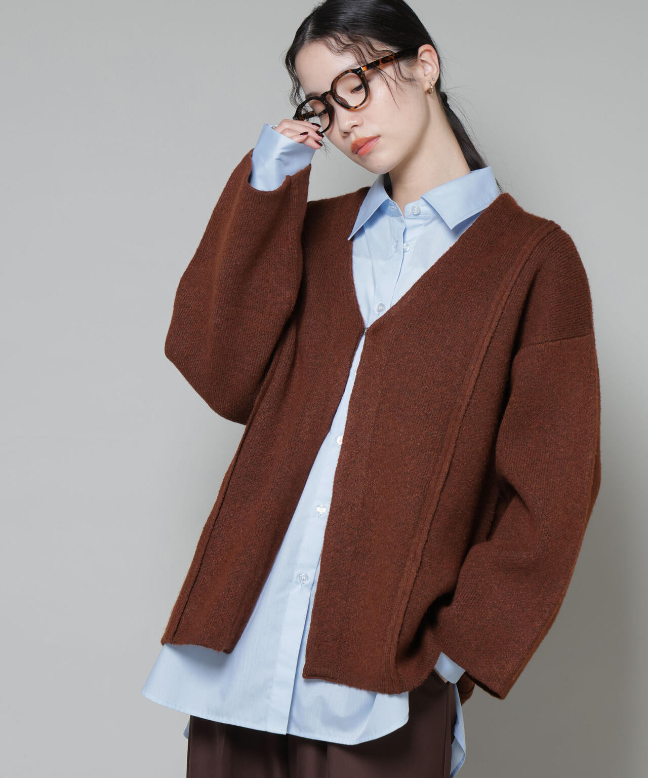 総針ニットジャケットカーディガン 6735222349