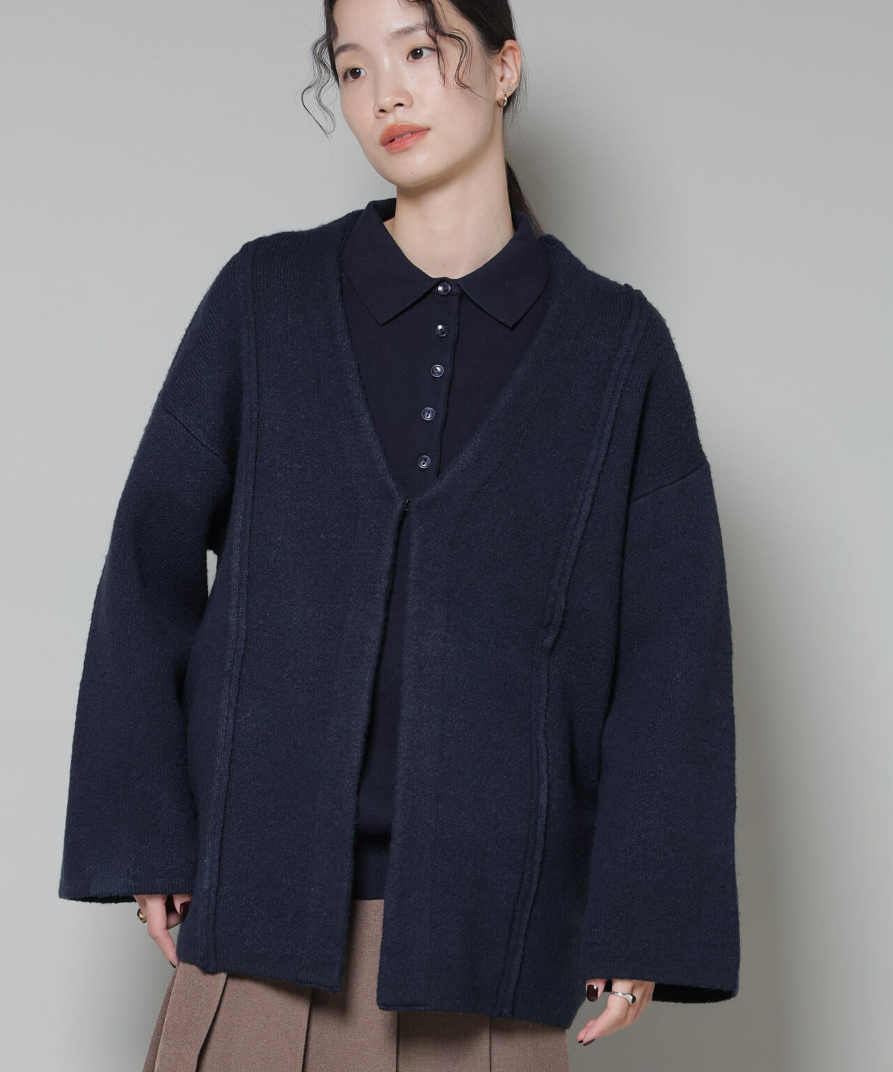 総針ニットジャケットカーディガン 6735222349