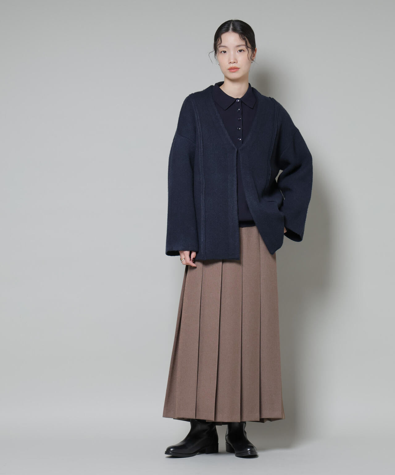 総針ニットジャケットカーディガン 6735222349