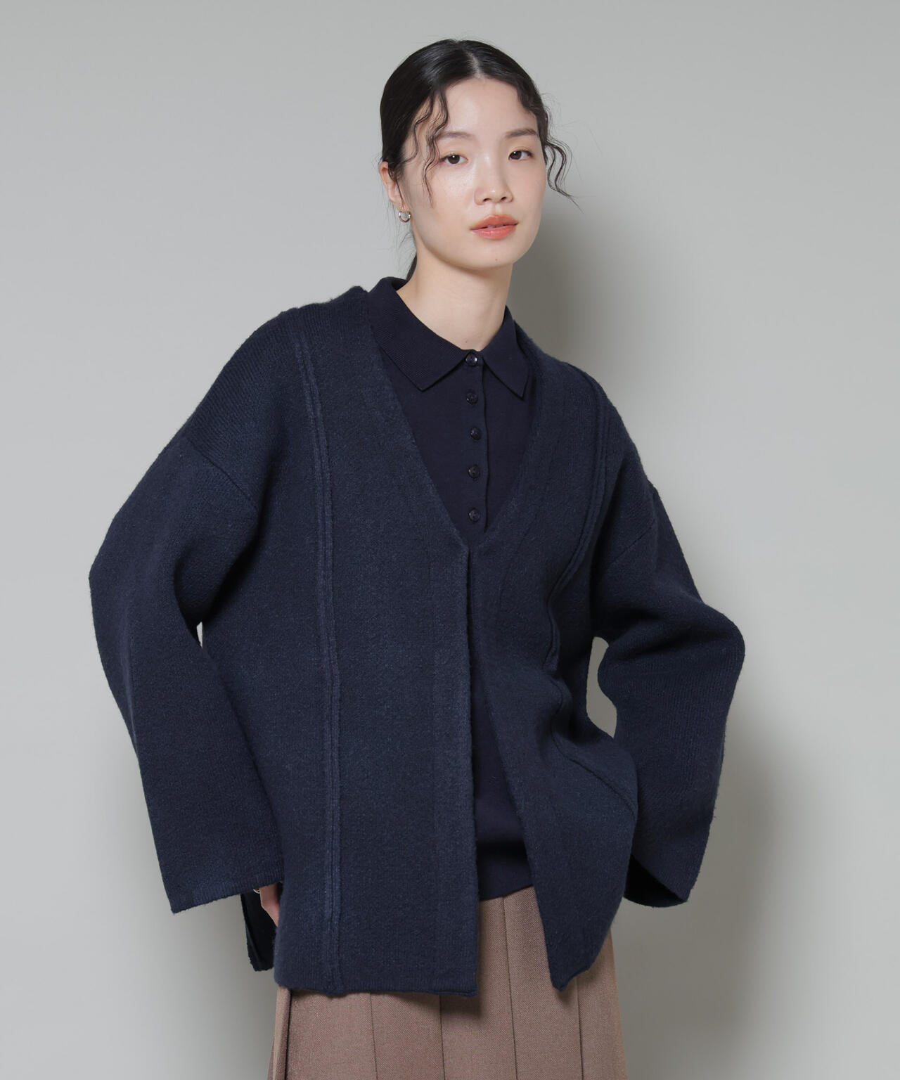 総針ニットジャケットカーディガン 6735222349