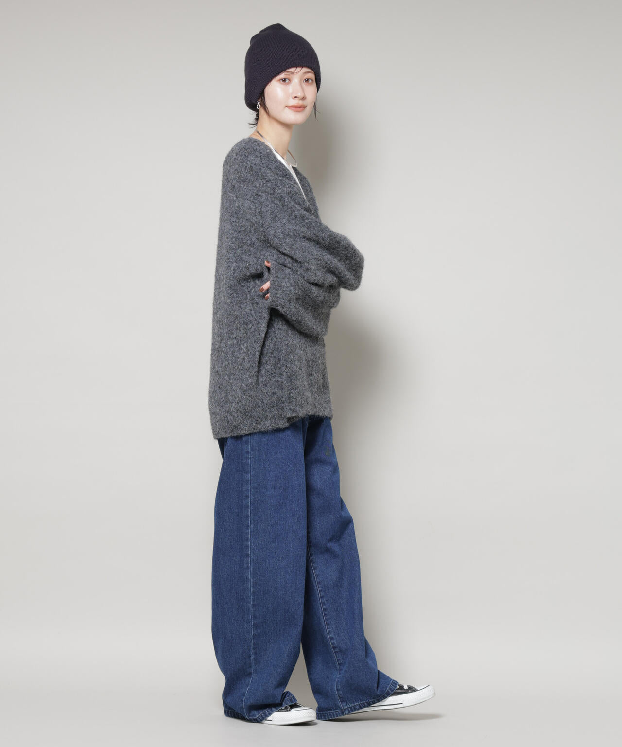 深Vネックオーバーニットプルオーバー 6735222351