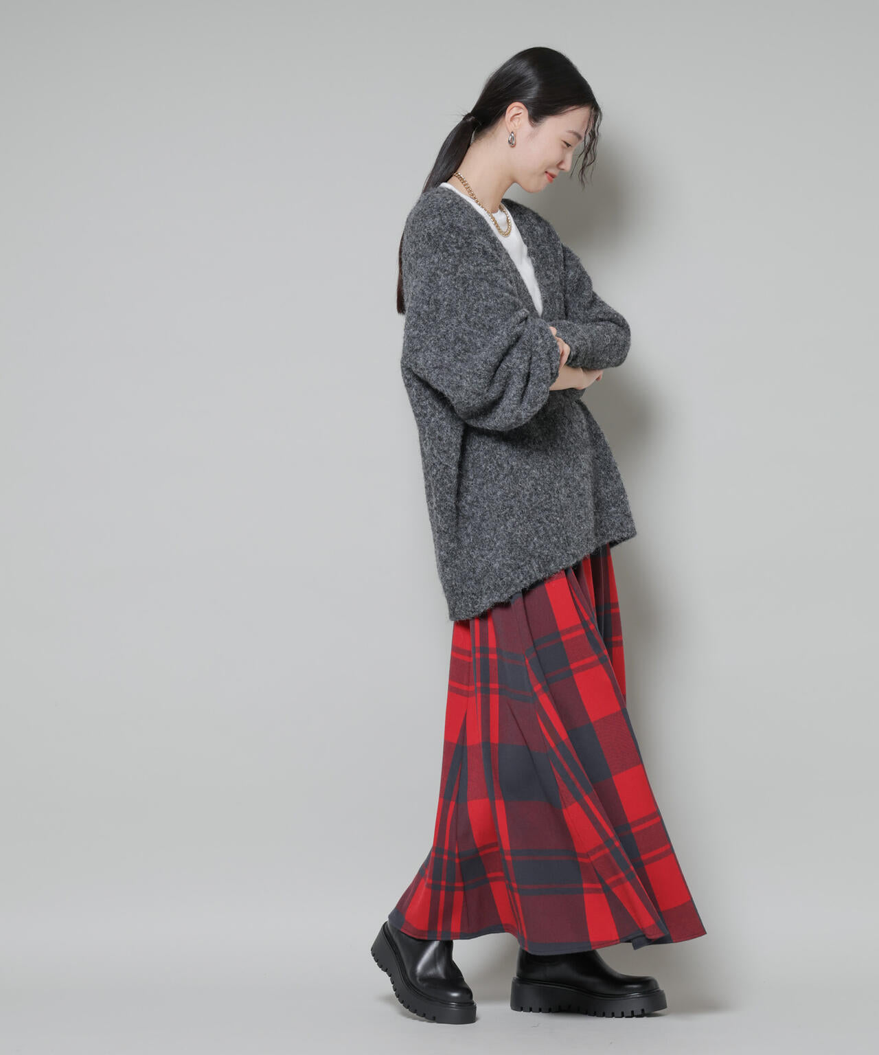 深Vネックオーバーニットプルオーバー 6735222351