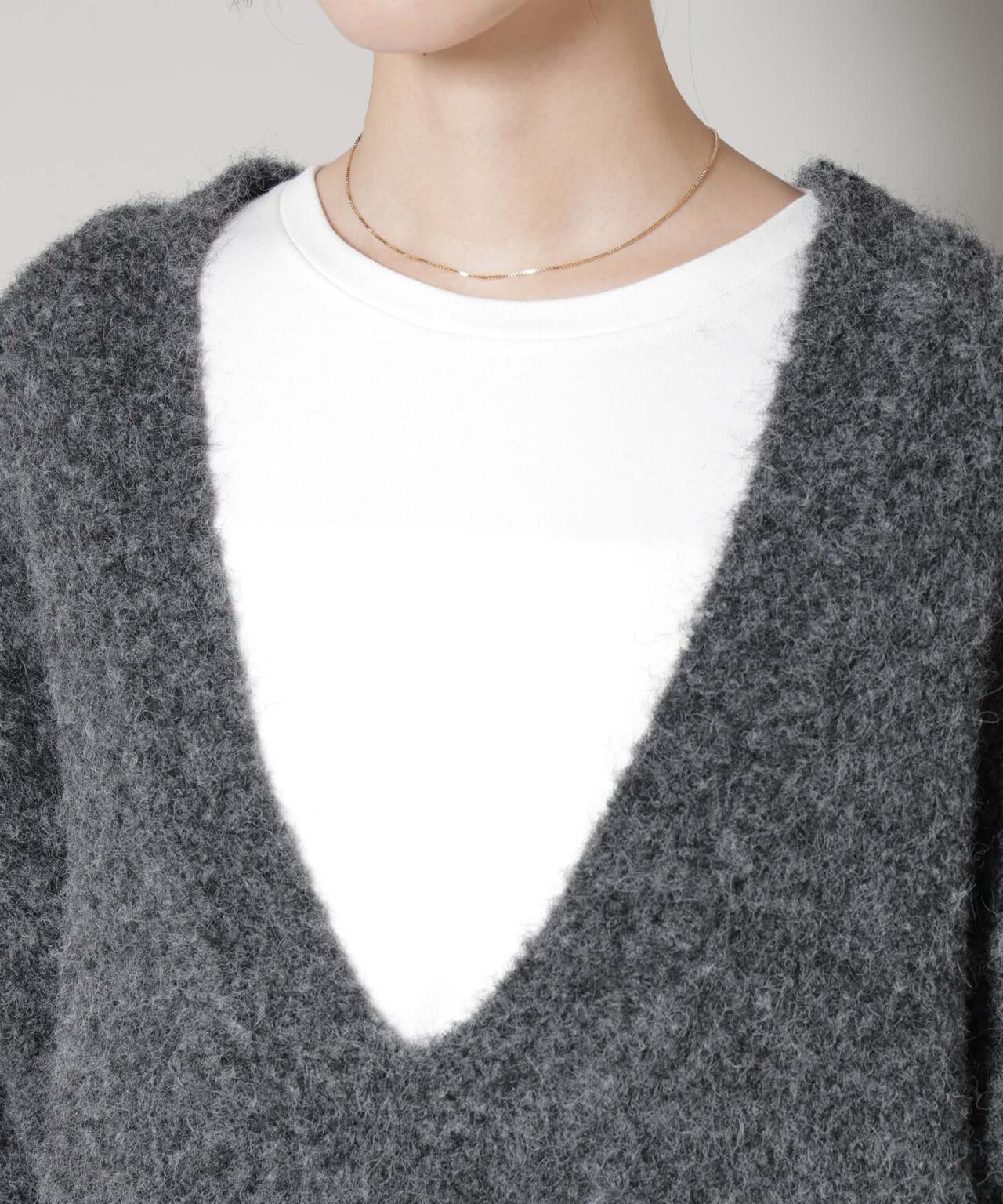 深Vネックオーバーニットプルオーバー 6735222351