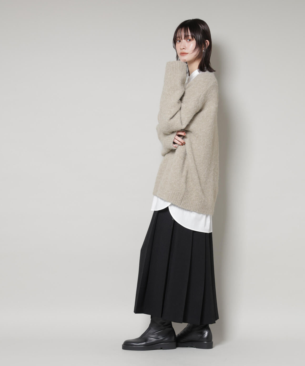 深Vネックオーバーニットプルオーバー 6735222351