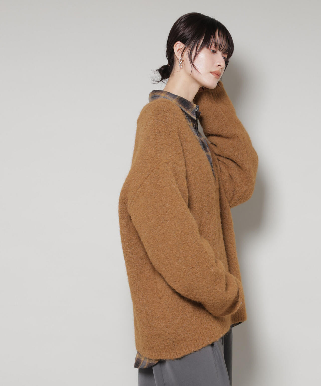 深Vネックオーバーニットプルオーバー 6735222351