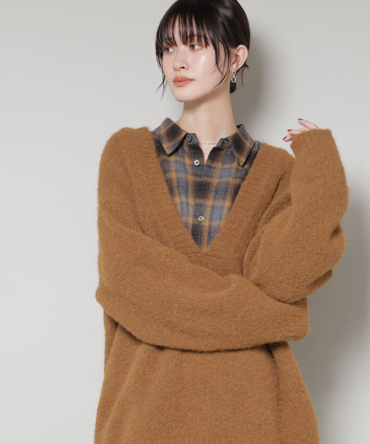 深Vネックオーバーニットプルオーバー 6735222351