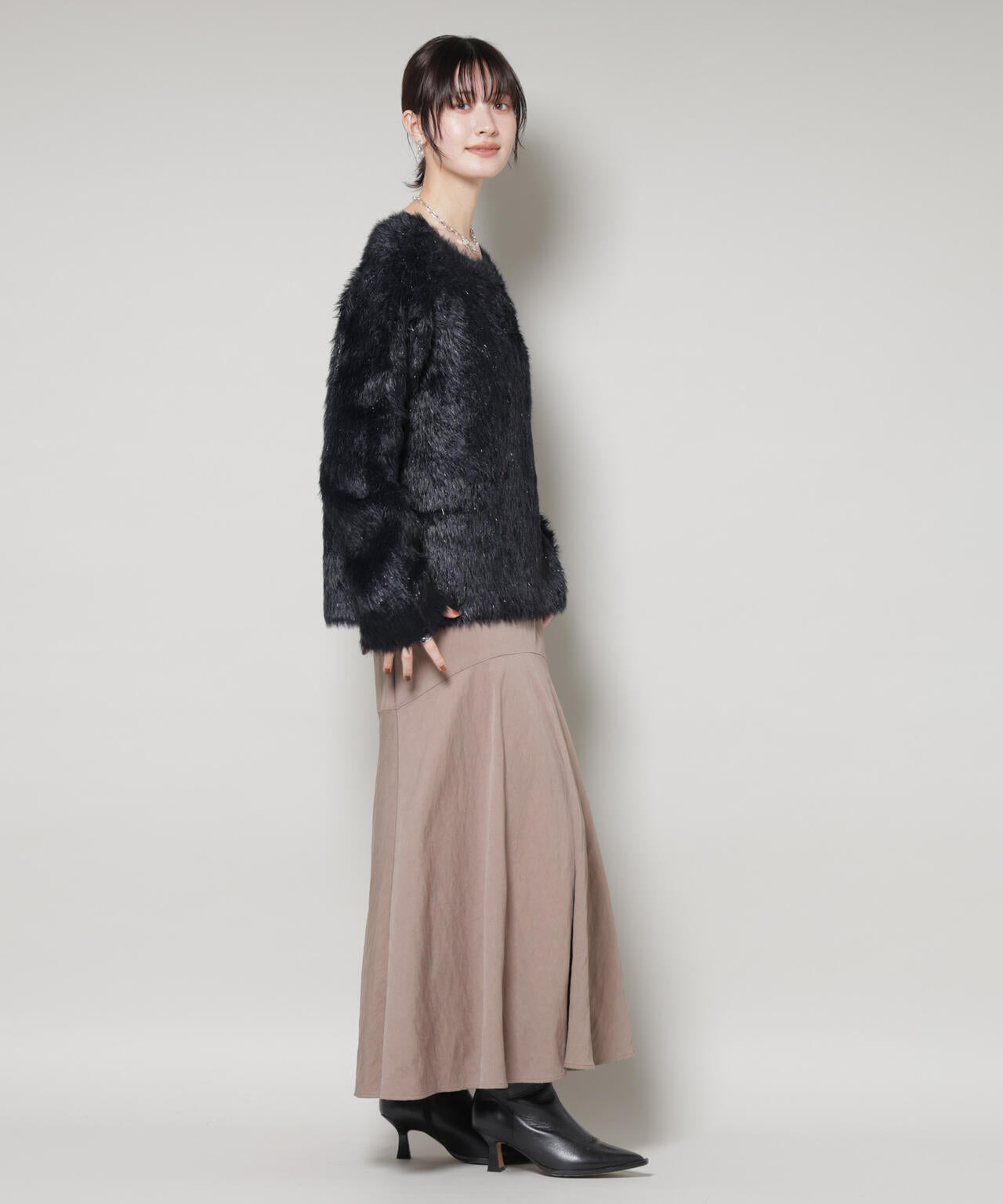 ミックスシャギーボートネックワイドニット 6735222352