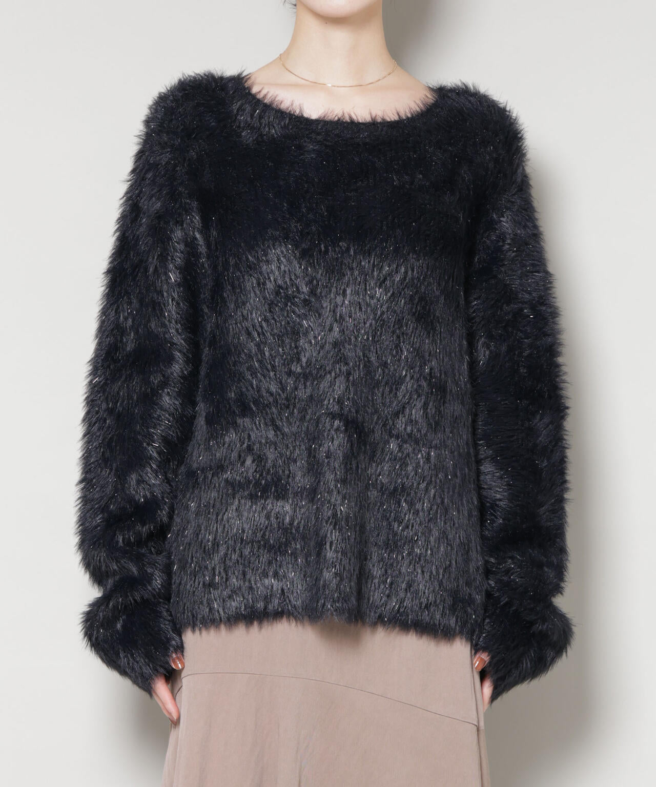 ミックスシャギーボートネックワイドニット 6735222352