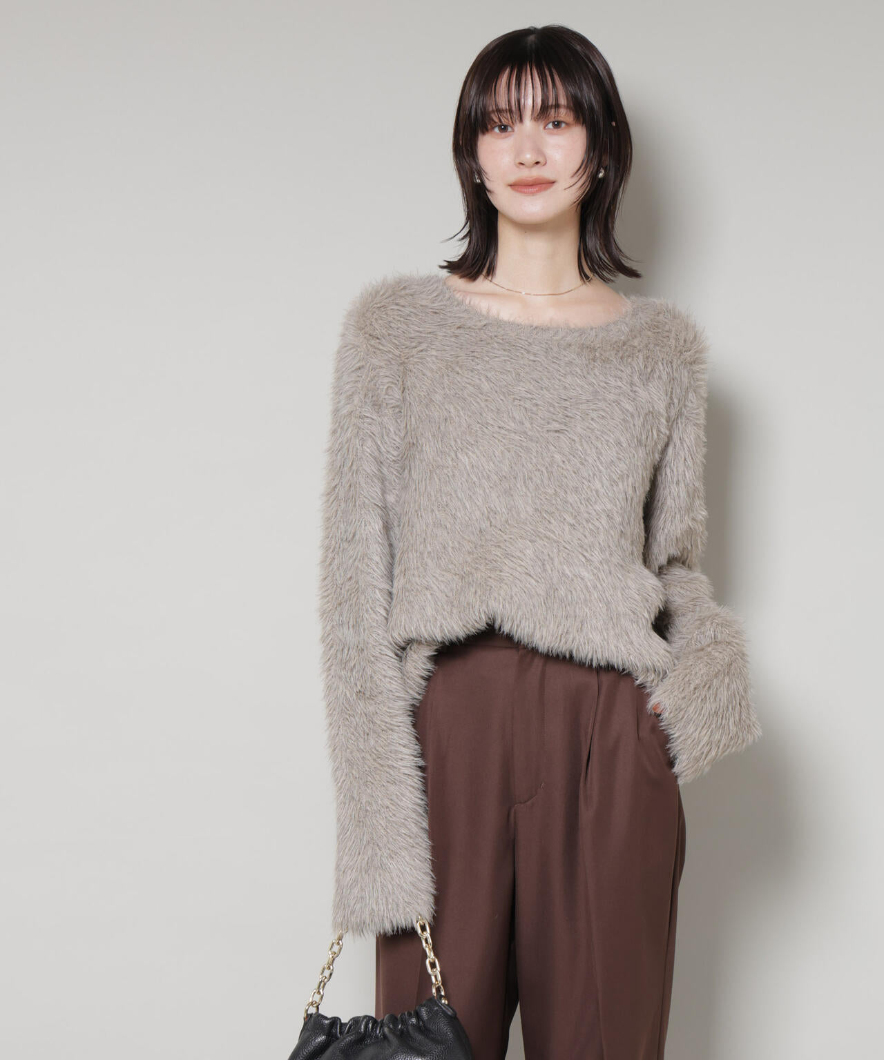 ミックスシャギーボートネックワイドニット 6735222352