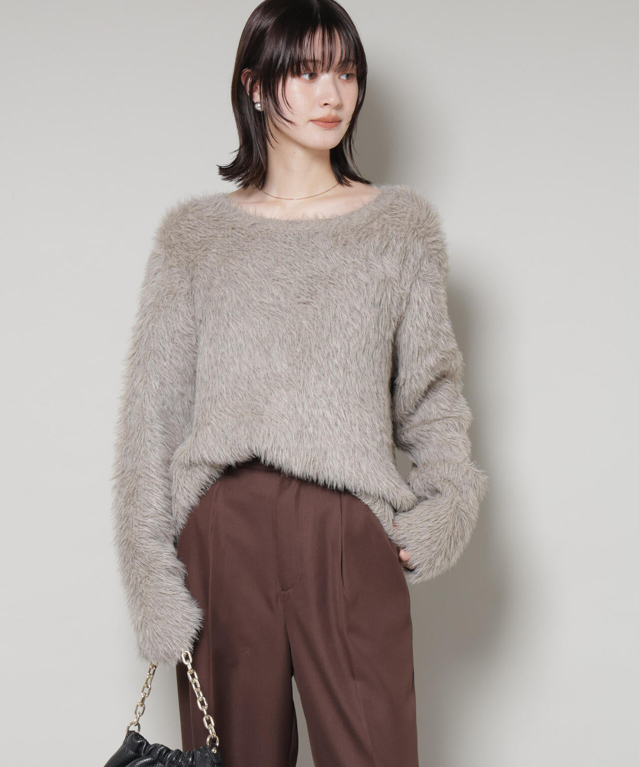 ミックスシャギーボートネックワイドニット 6735222352