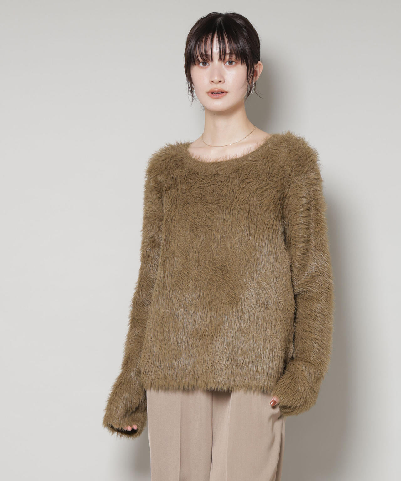 ミックスシャギーボートネックワイドニット 6735222352