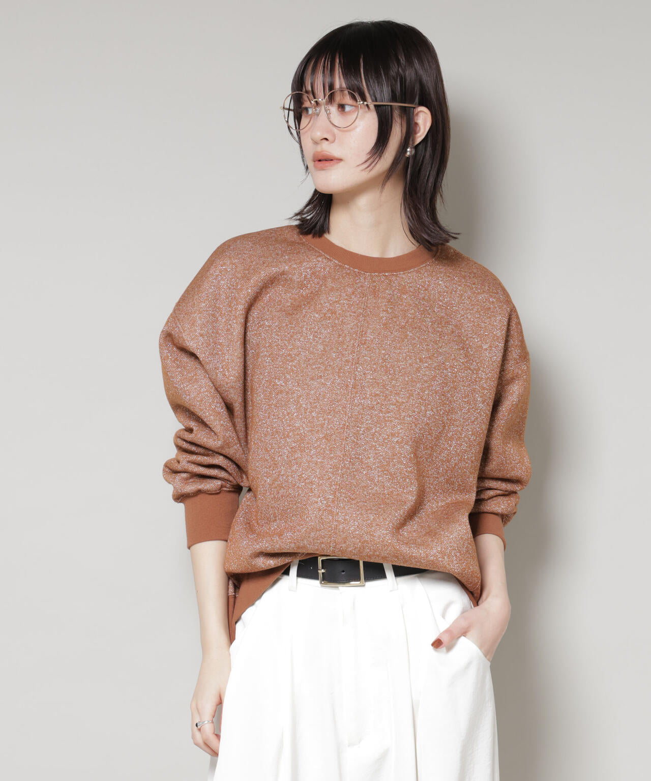 ラメ裏毛トップス 6735223318