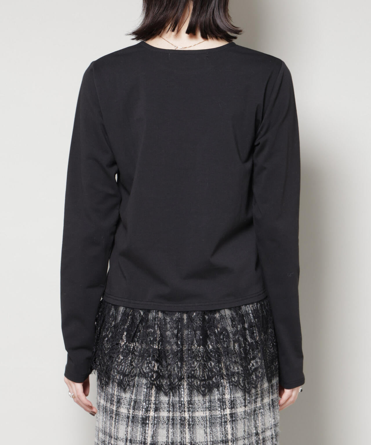 裾レースドッキングロングTシャツ 6735223319