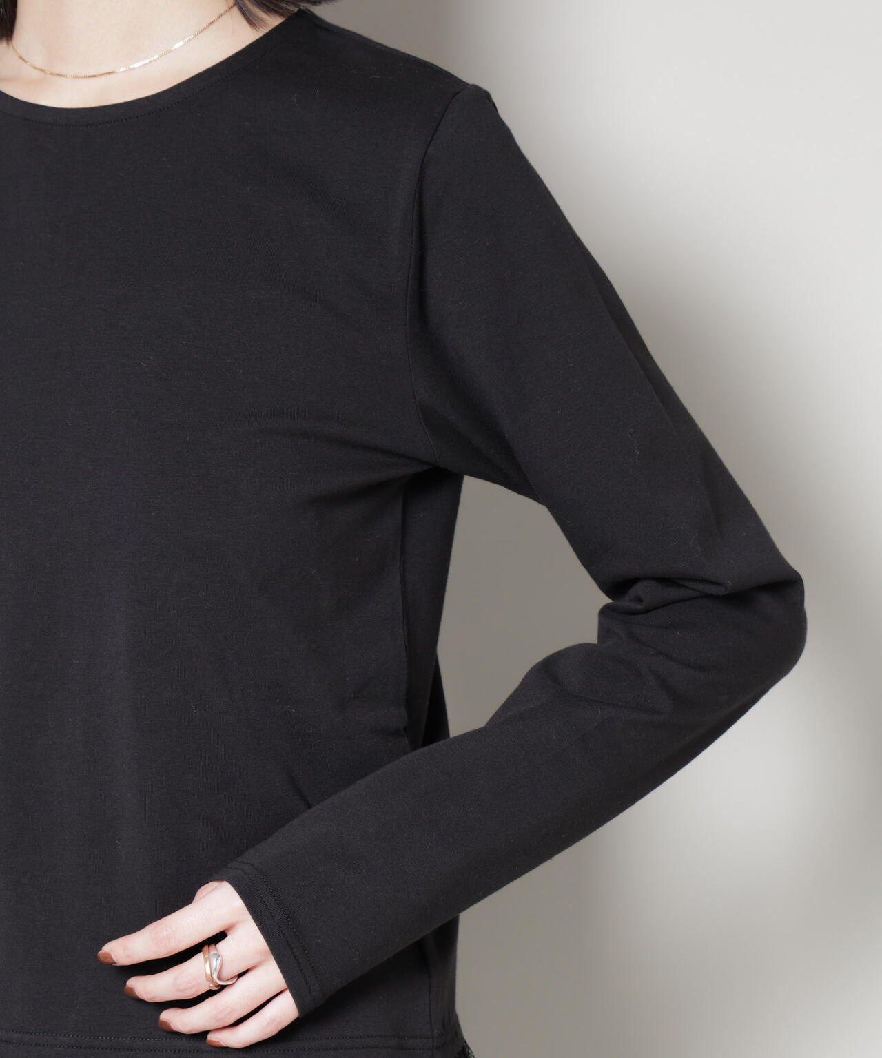 裾レースドッキングロングTシャツ 6735223319