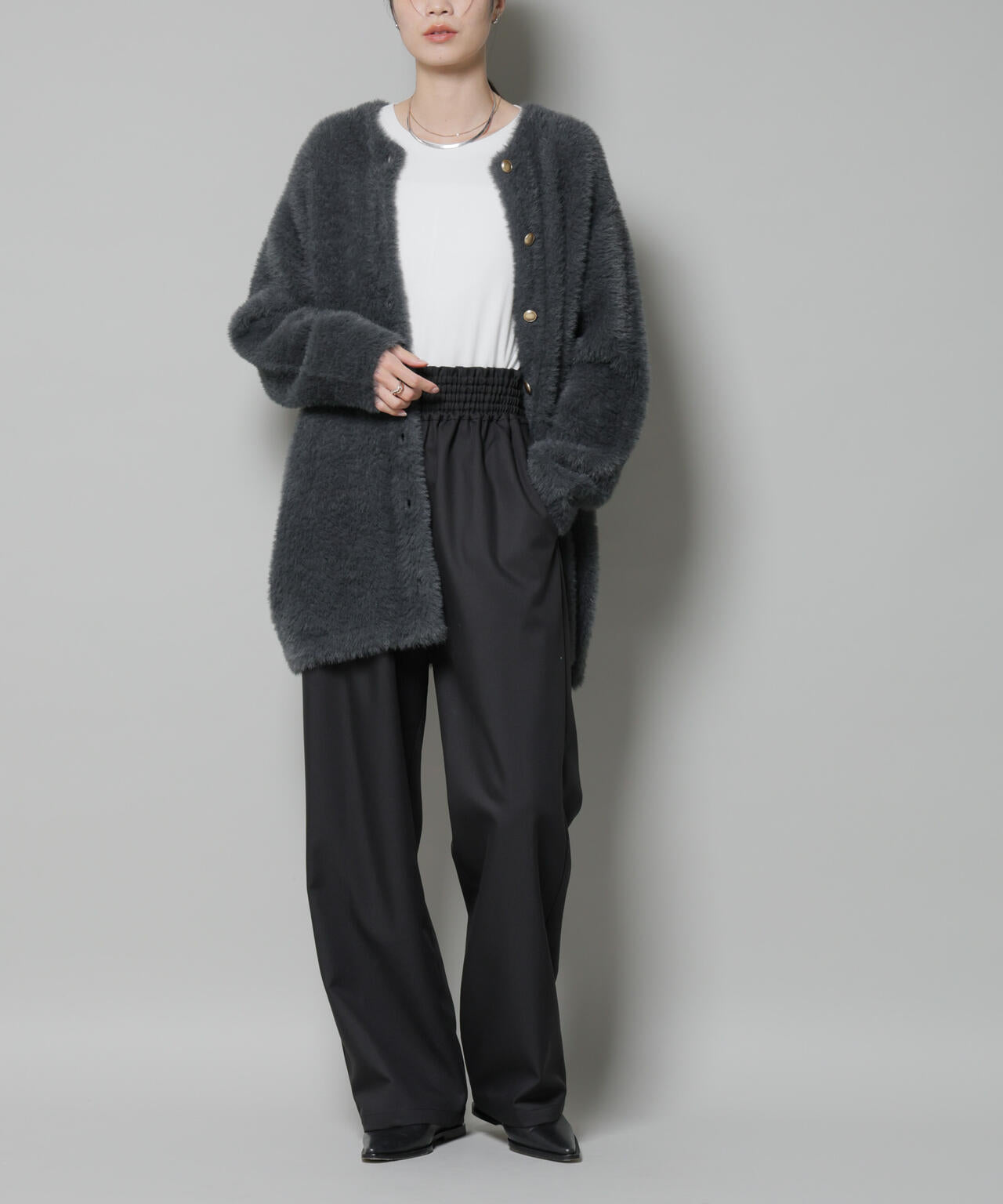 ウエストシャーリングゴムTRワイドパンツ