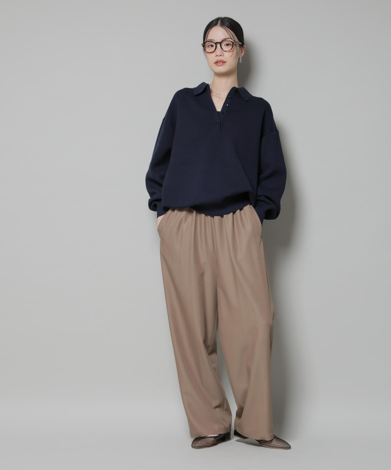 ウエストシャーリングゴムTRワイドパンツ 6735227313