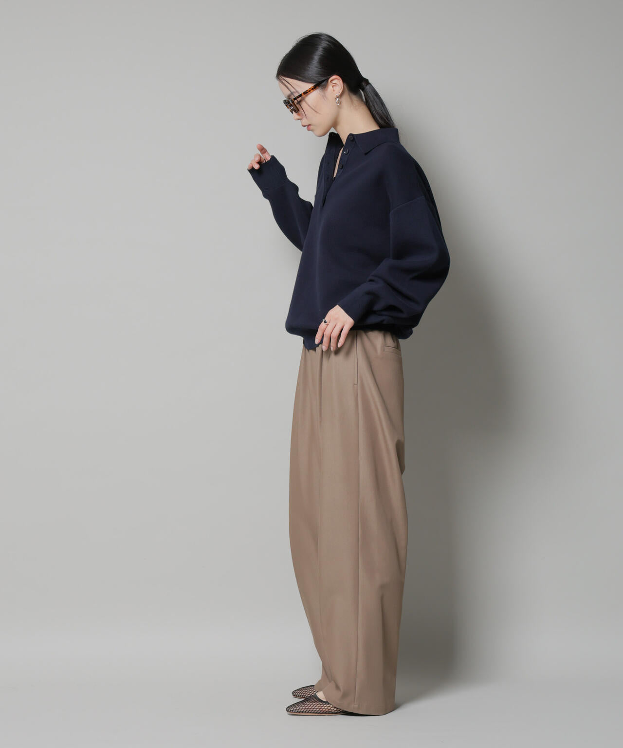 ウエストシャーリングゴムTRワイドパンツ 6735227313