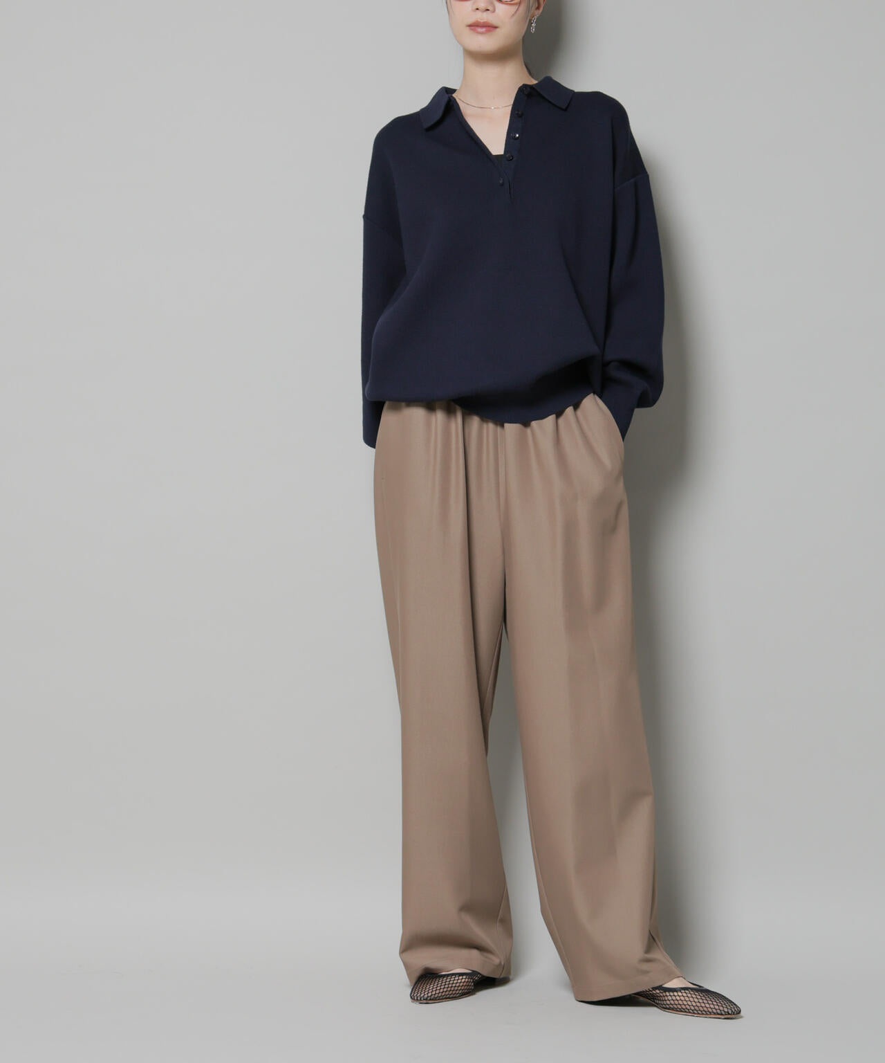 ウエストシャーリングゴムTRワイドパンツ