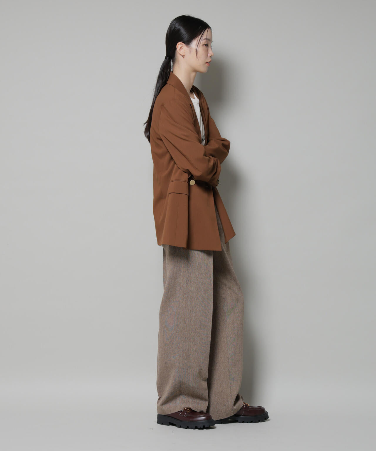 ツイードワンタックパンツ 6735227314