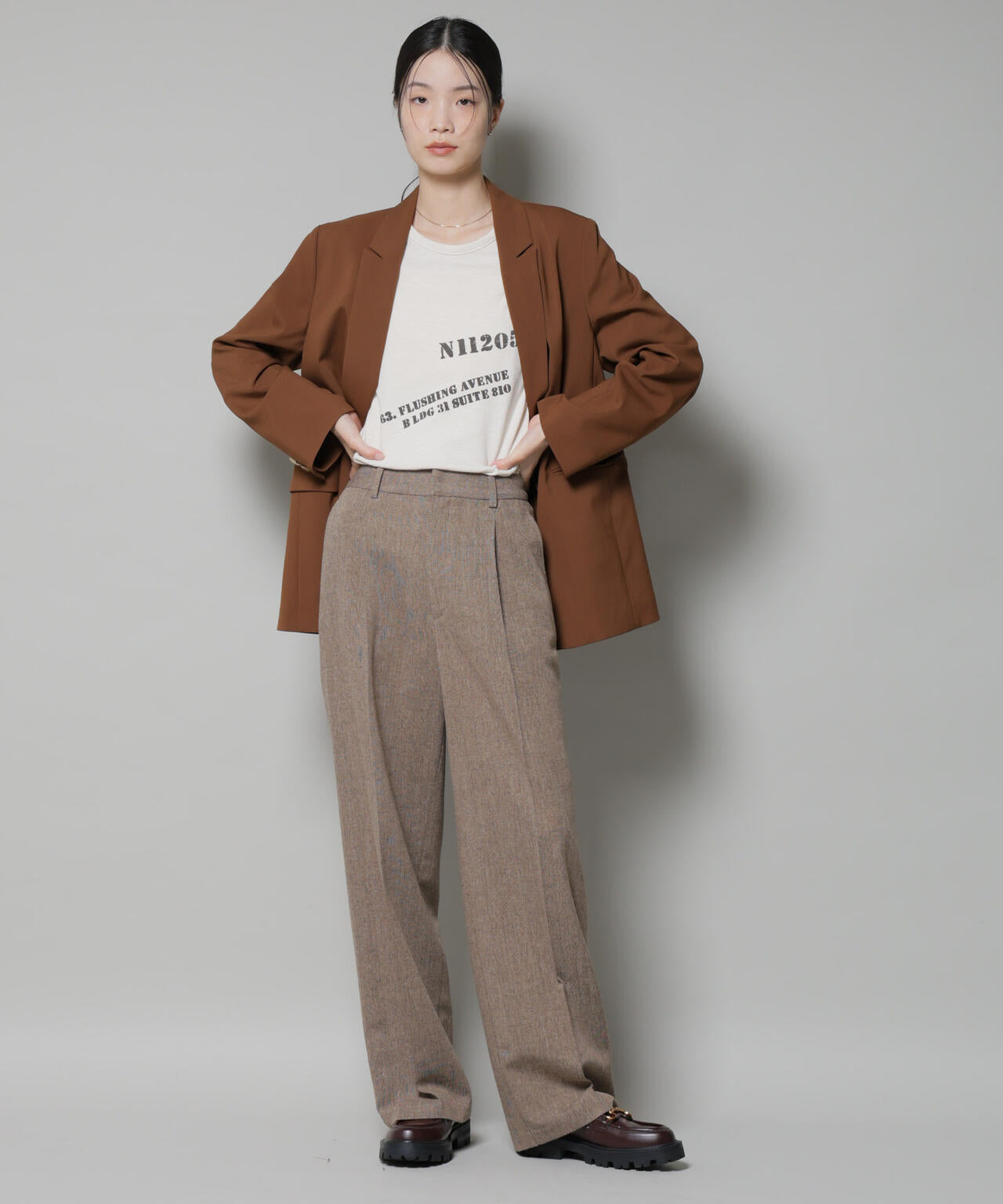 ツイードワンタックパンツ 6735227314