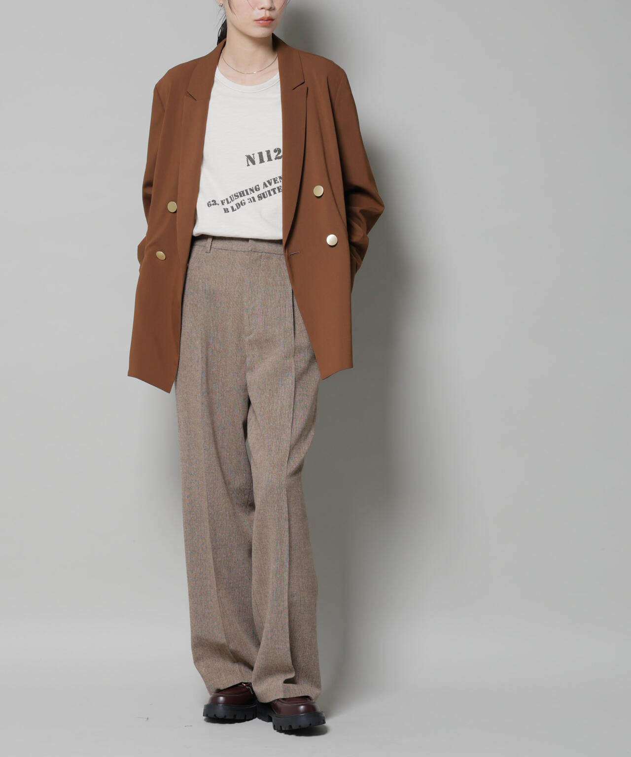 ツイードワンタックパンツ