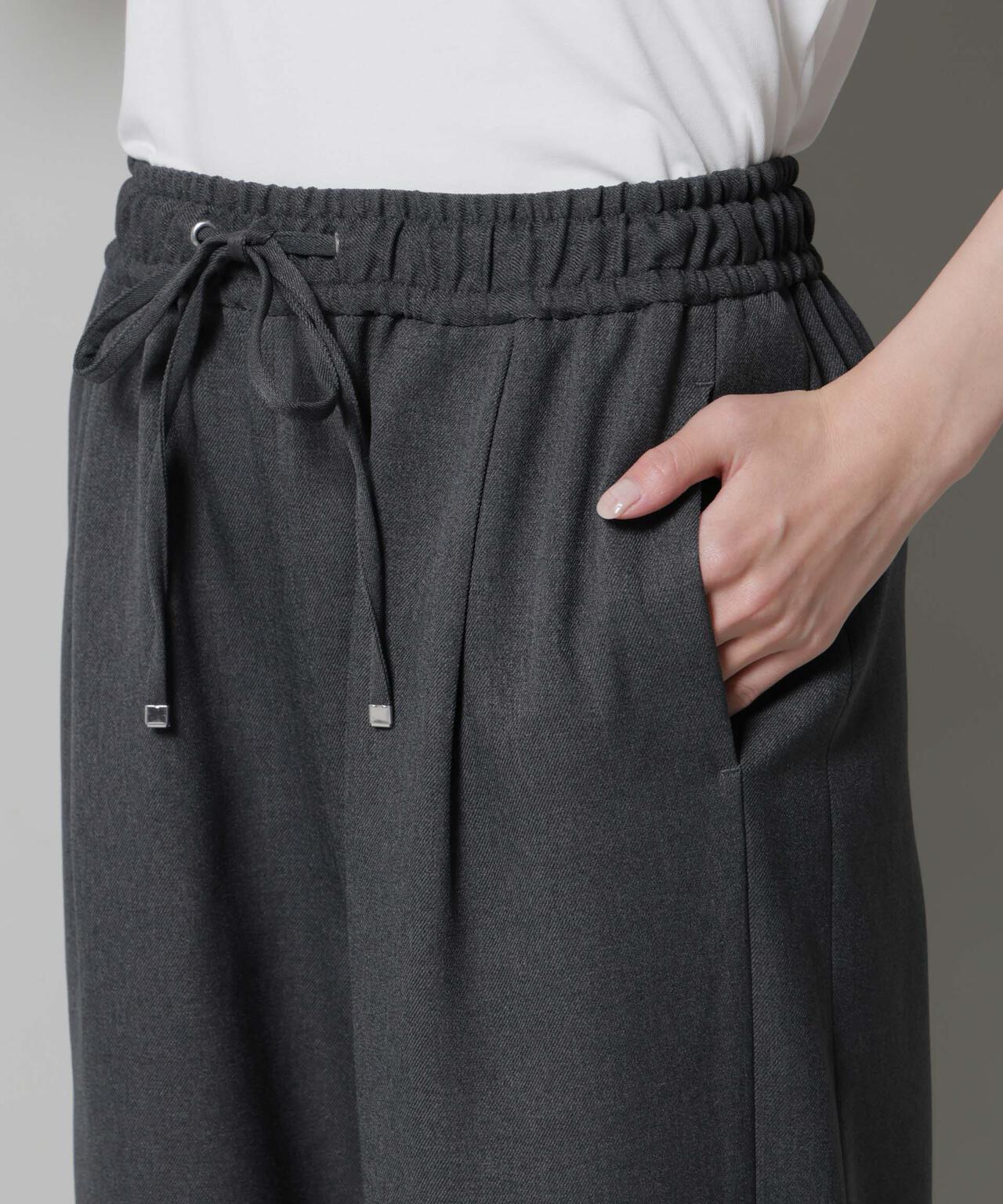 ウールライクポリエステルサイドライン切り替えドロストパンツ(セットアップ可) 6735227317