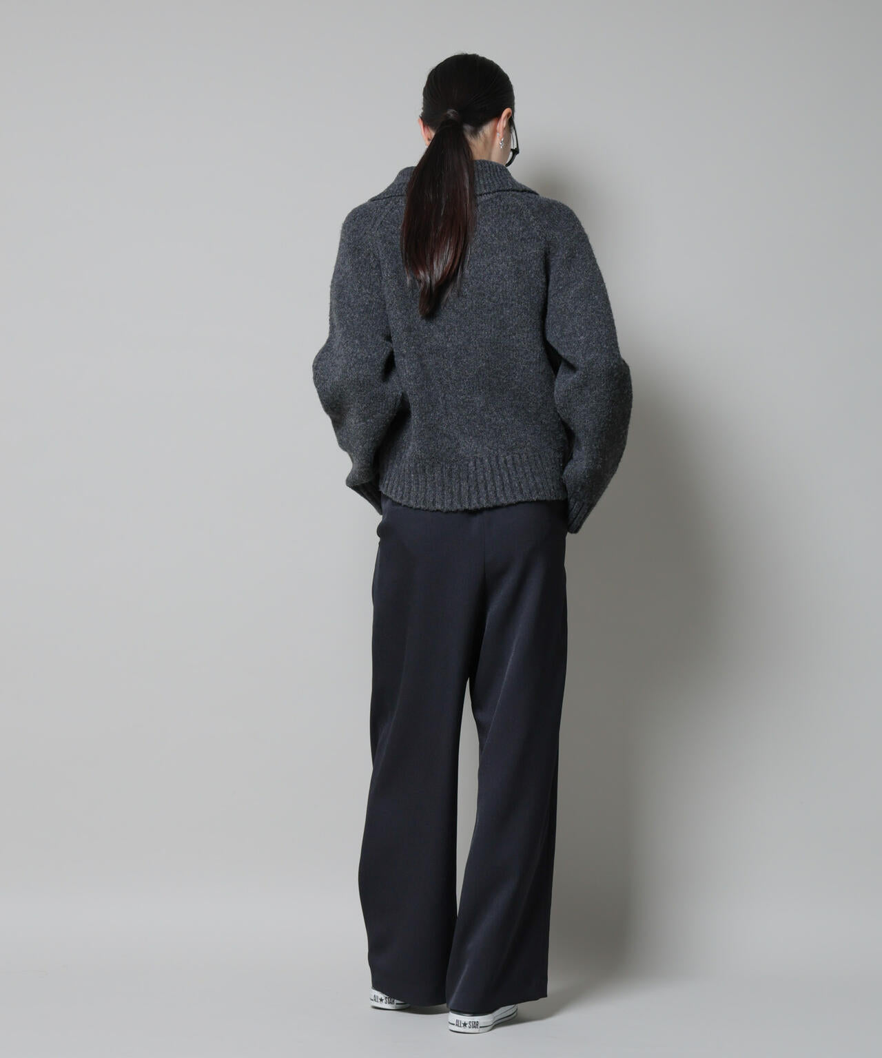 ウールライクポリエステルサイドライン切り替えドロストパンツ(セットアップ可) 6735227317