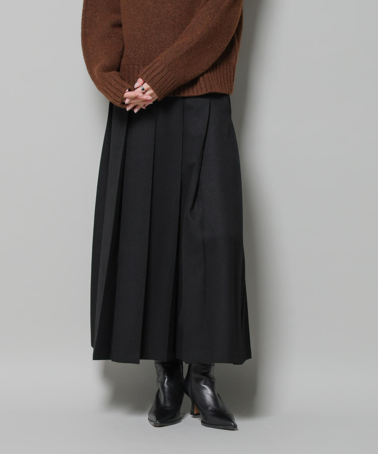 ワイドプリーツロングスカート 6735230316