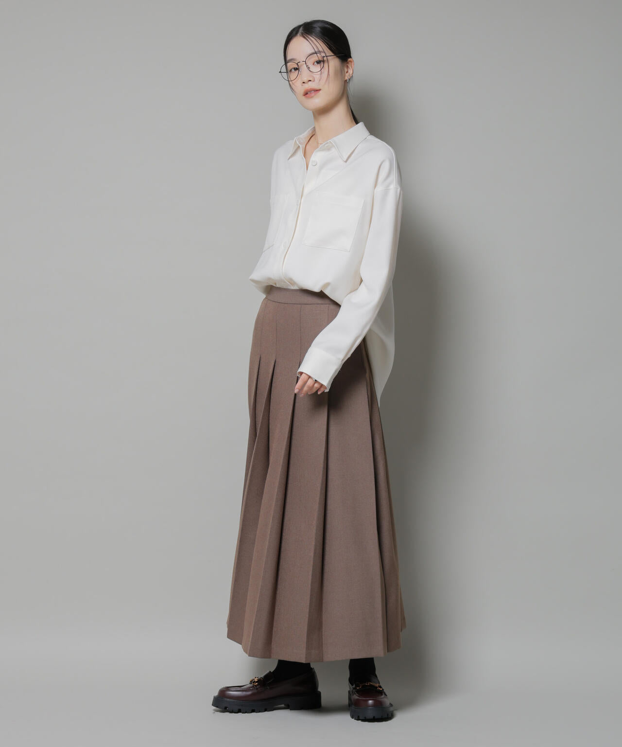 ワイドプリーツロングスカート 6735230316