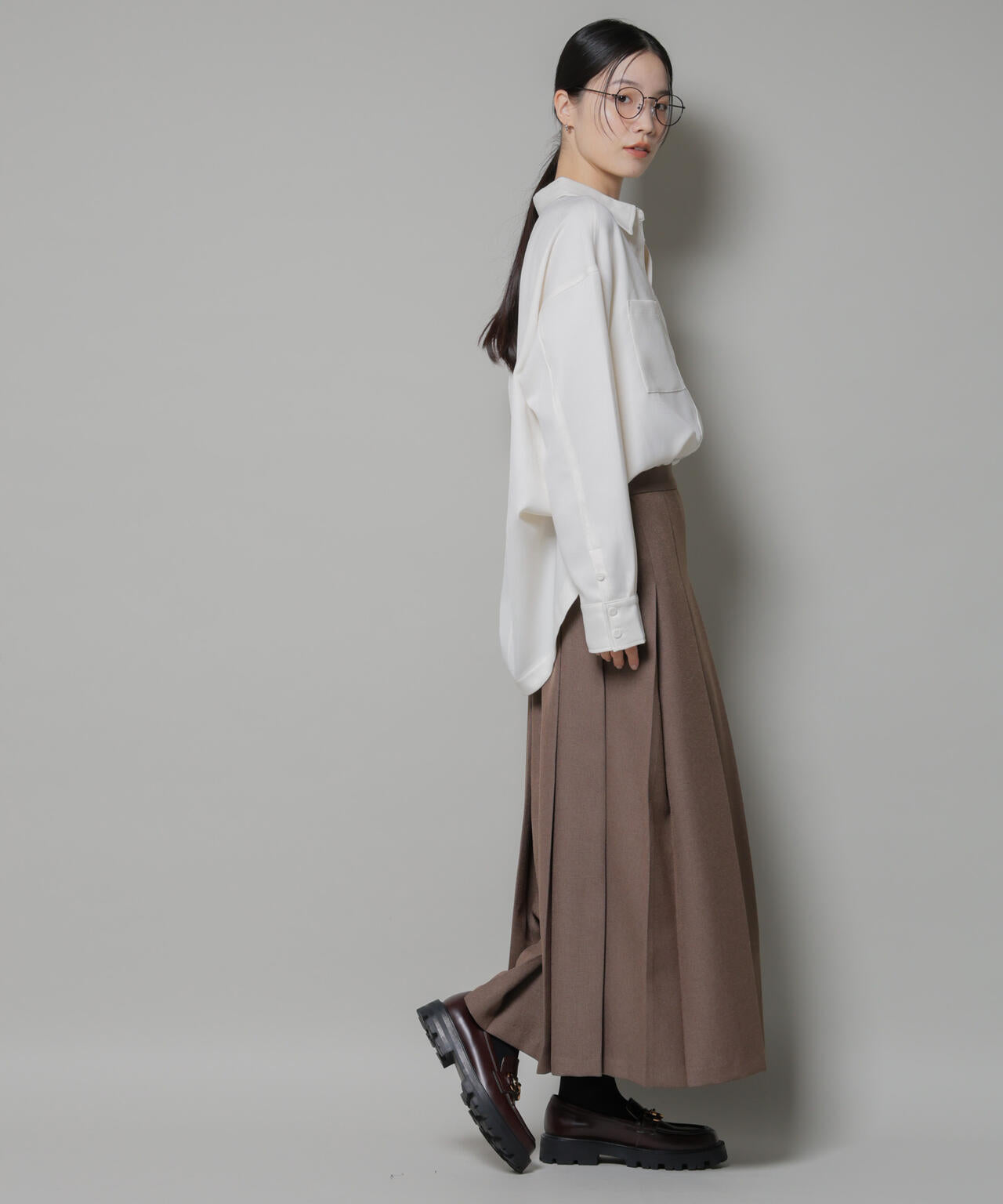 ワイドプリーツロングスカート 6735230316