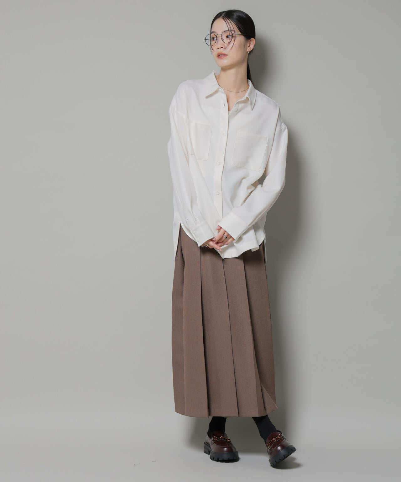 ワイドプリーツロングスカート 6735230316