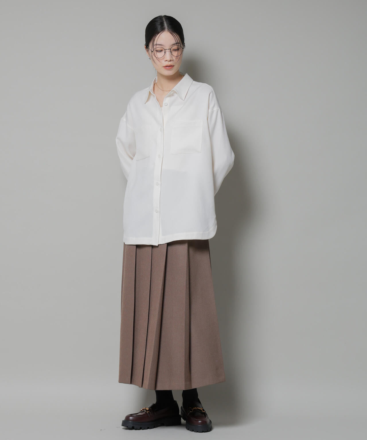 ワイドプリーツロングスカート 6735230316