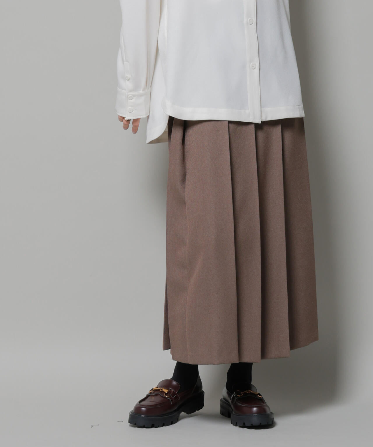 ワイドプリーツロングスカート 6735230316