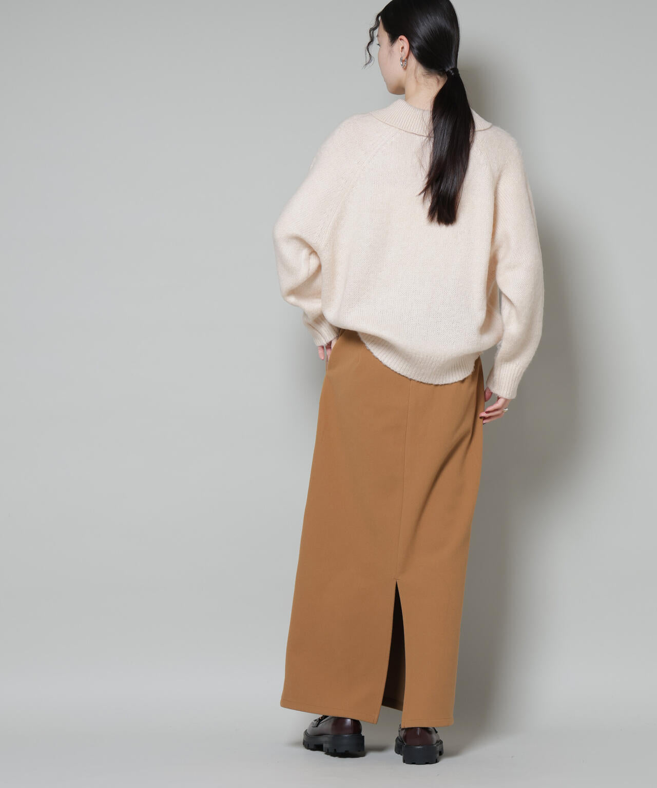 ソフトメルトンジャージーナローロングスカート(セットアップ可) 6735230318