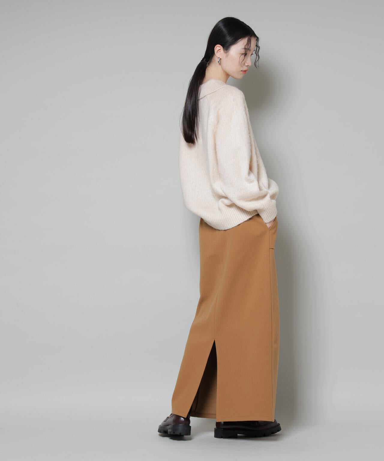 ソフトメルトンジャージーナローロングスカート(セットアップ可) 6735230318