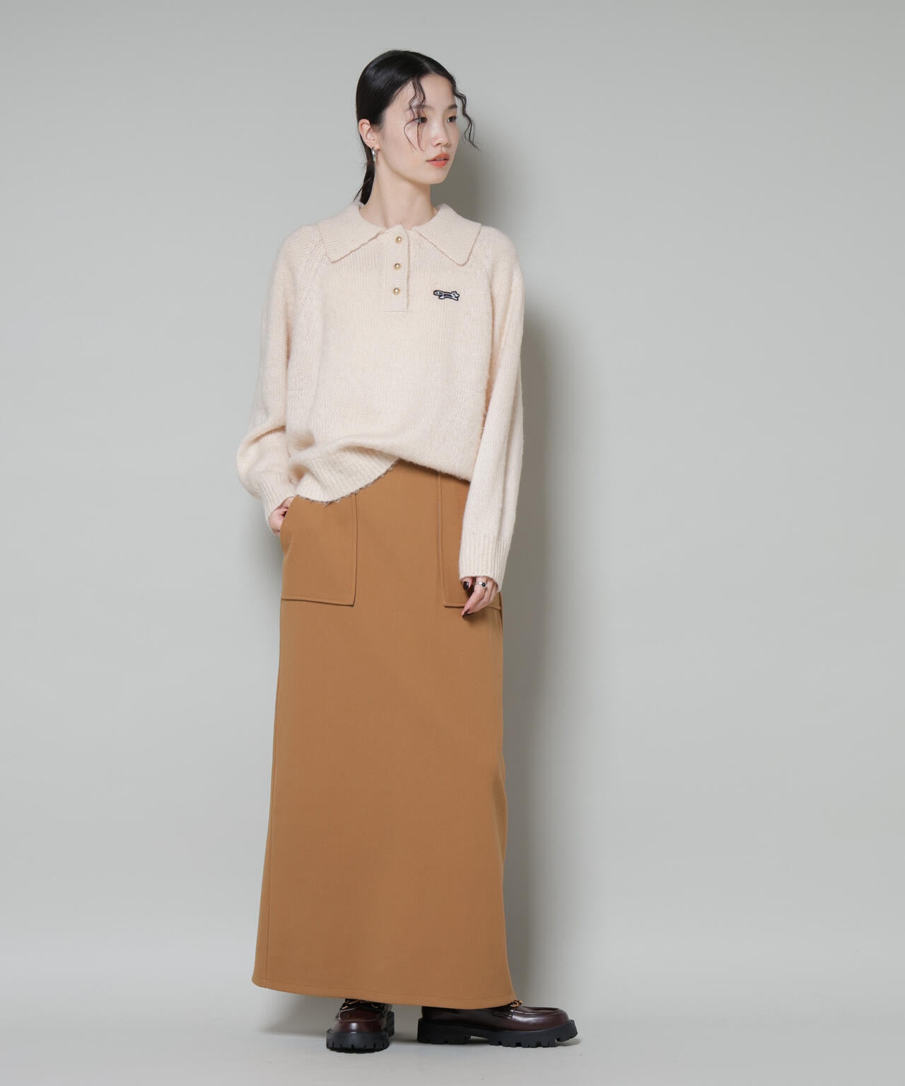 ソフトメルトンジャージーナローロングスカート(セットアップ可) 6735230318