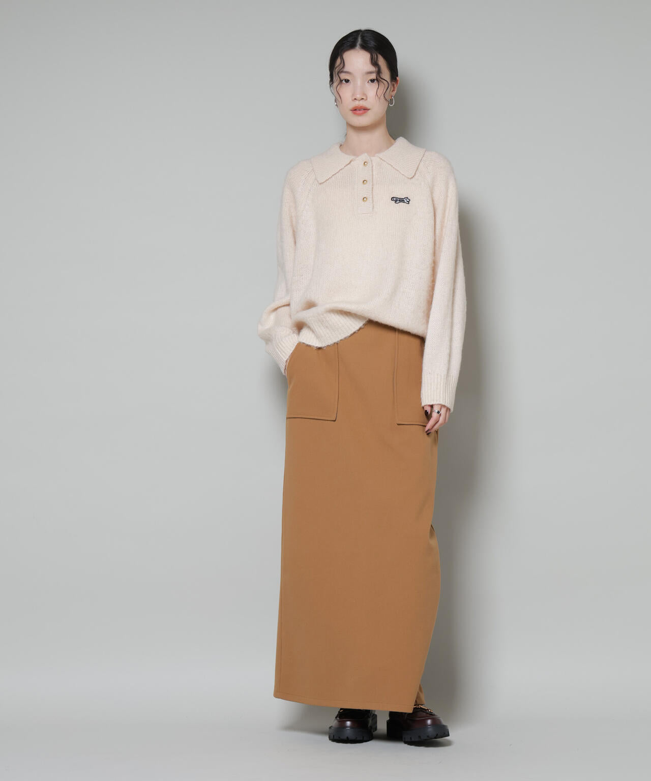 ソフトメルトンジャージーナローロングスカート(セットアップ可) 6735230318