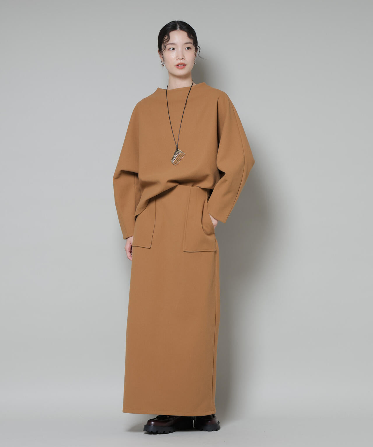 ソフトメルトンジャージーナローロングスカート(セットアップ可) 6735230318