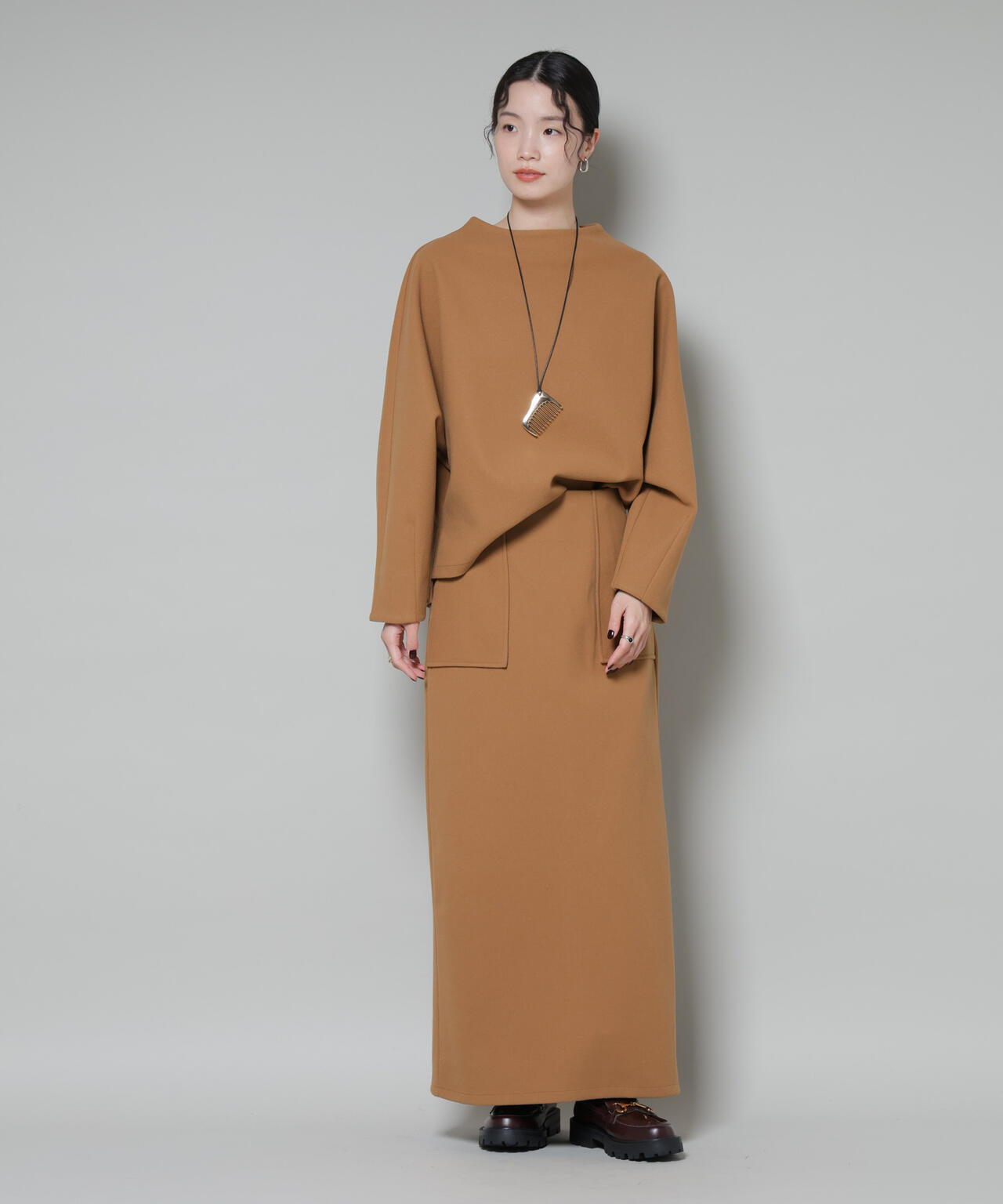 ソフトメルトンジャージーナローロングスカート(セットアップ可) 6735230318