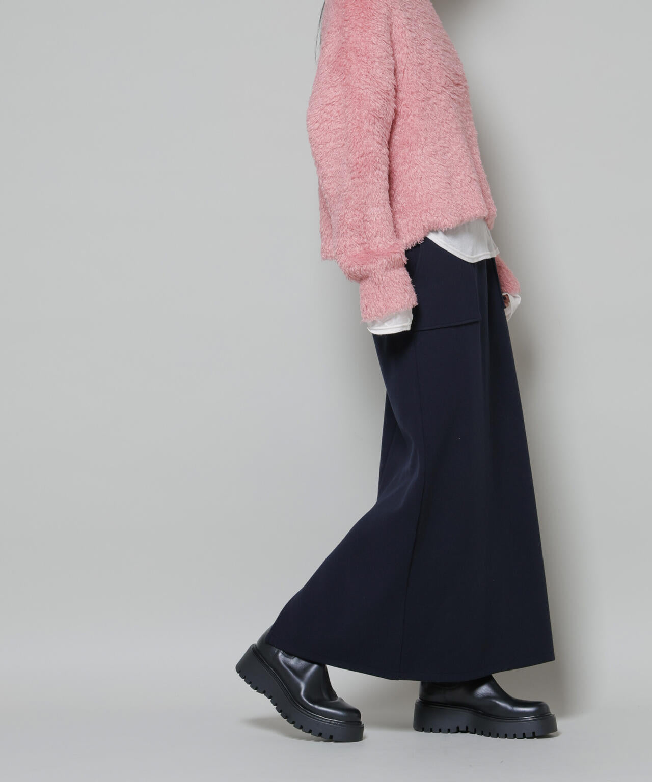 ソフトメルトンジャージーナローロングスカート(セットアップ可) 6735230318