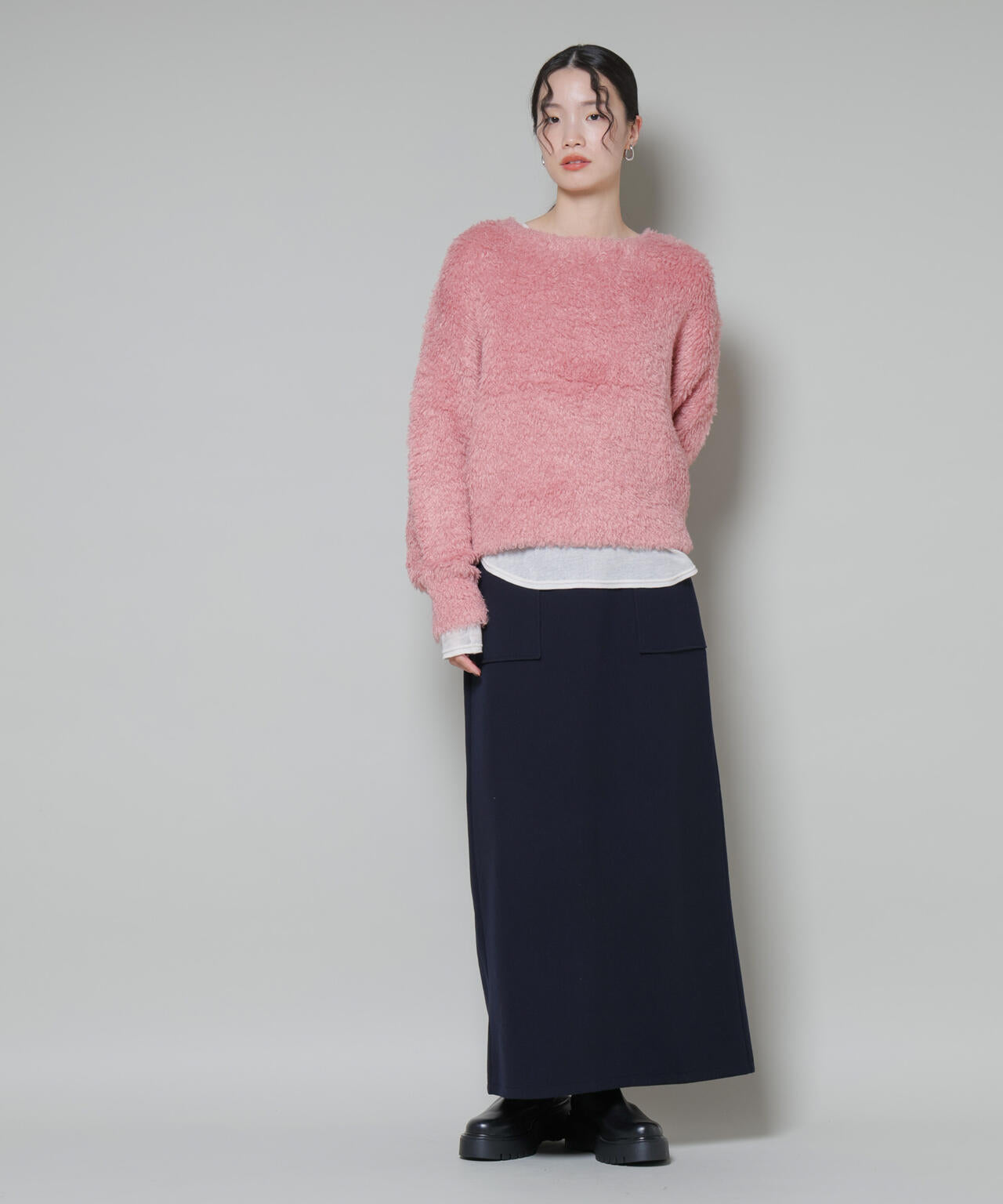 ソフトメルトンジャージーナローロングスカート(セットアップ可) 6735230318