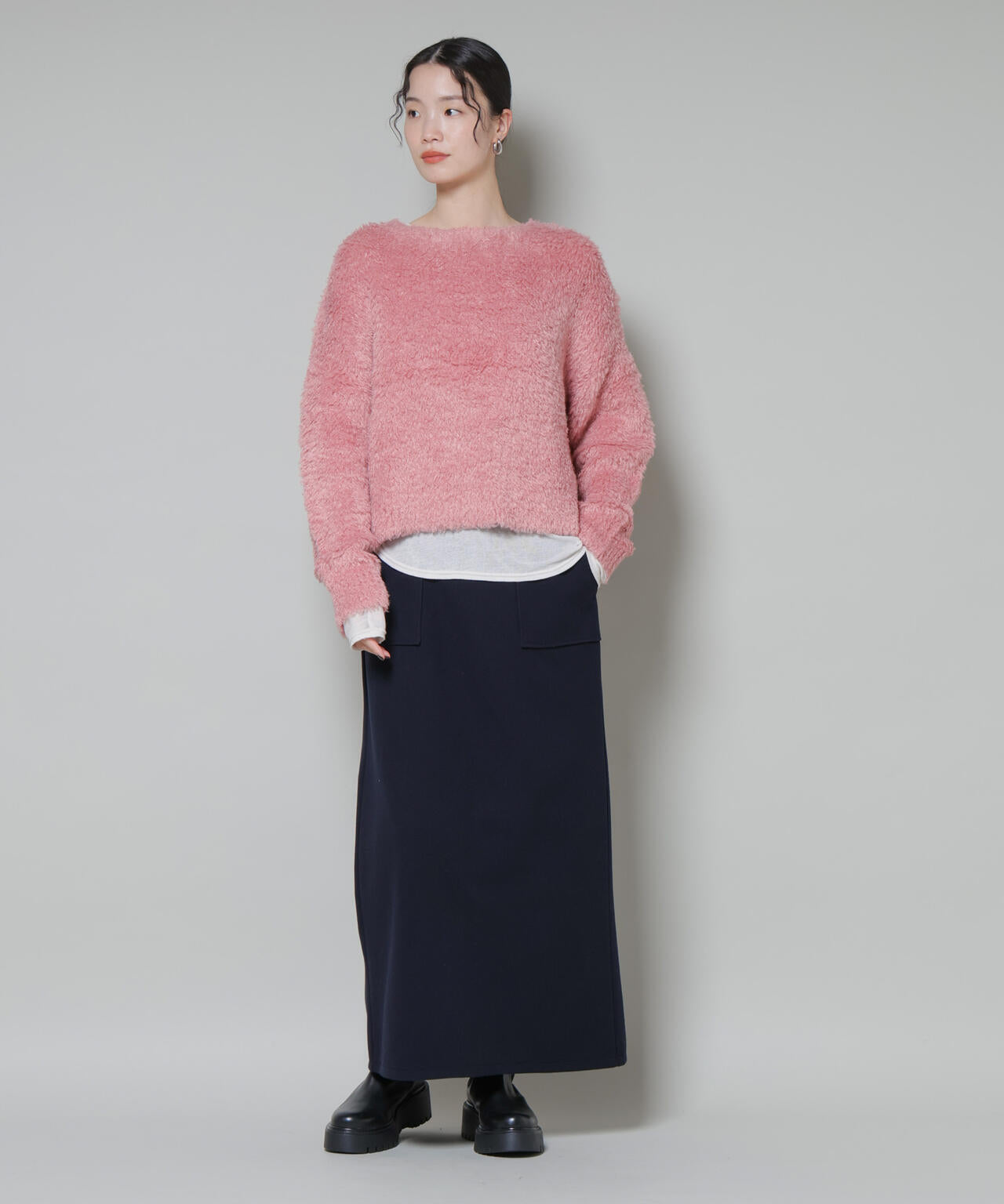 ソフトメルトンジャージーナローロングスカート(セットアップ可) 6735230318