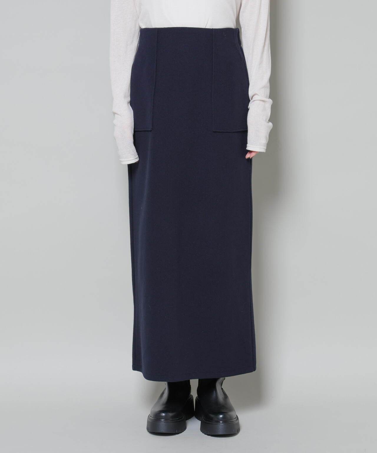 ソフトメルトンジャージーナローロングスカート(セットアップ可) 6735230318