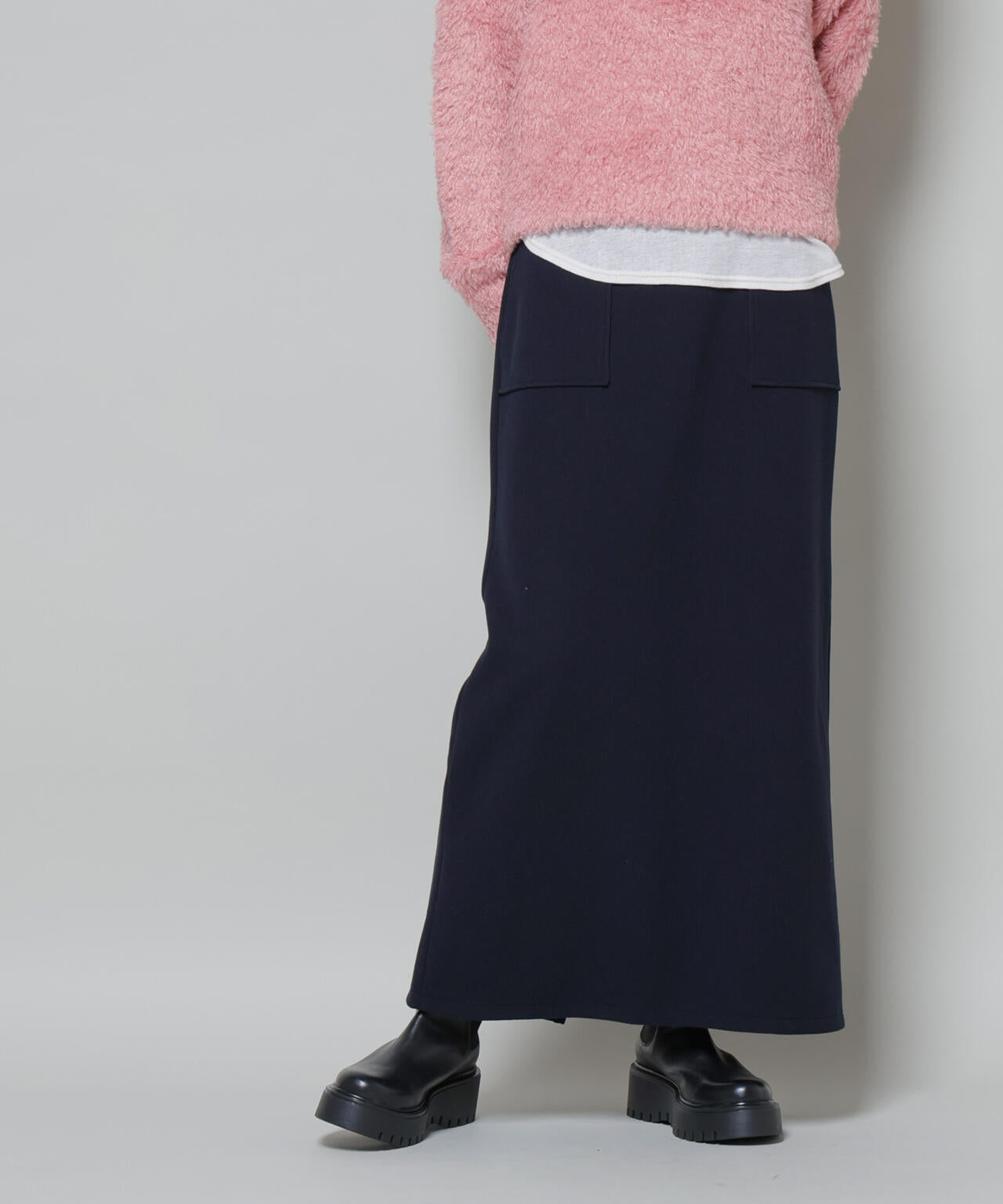 ソフトメルトンジャージーナローロングスカート(セットアップ可) 6735230318