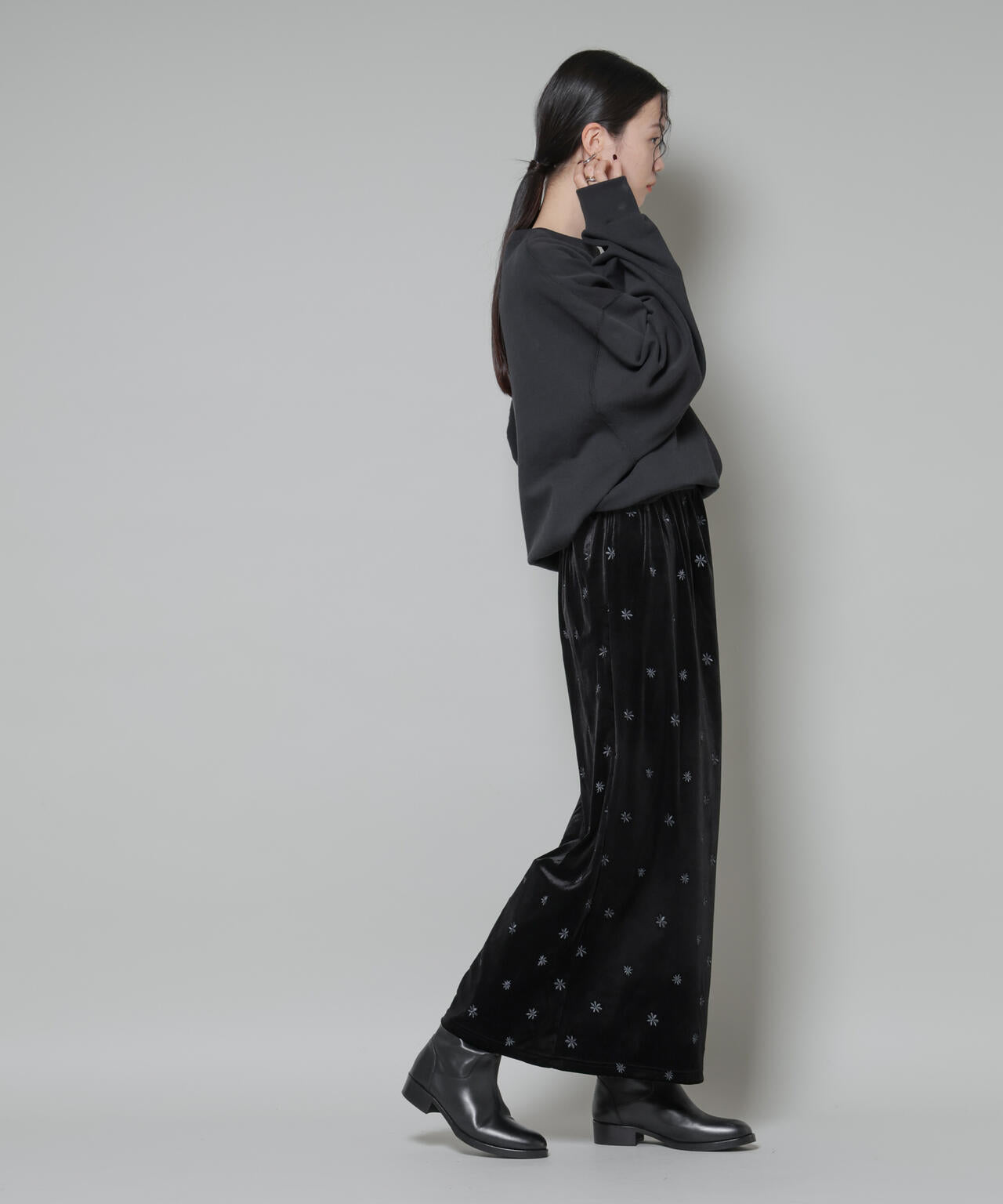 刺繍ベロアカットナロースカート(セットアップ可) 6735230320